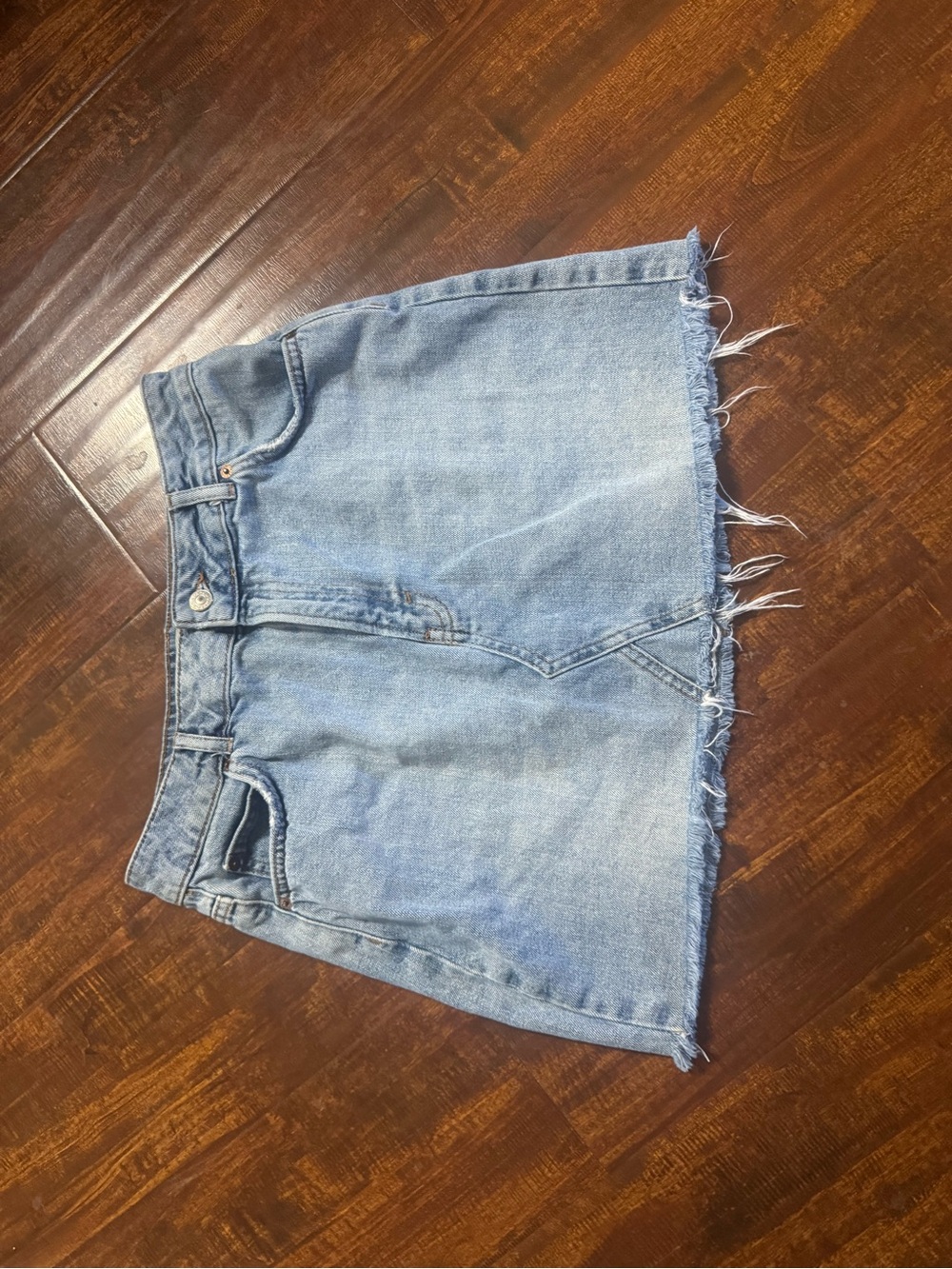 Topshop Light Blue Frayed Hem Denim Shorts